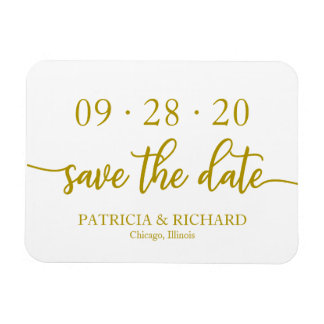 Elegant Gold Calligraphy Wedding Save the Date Magneet