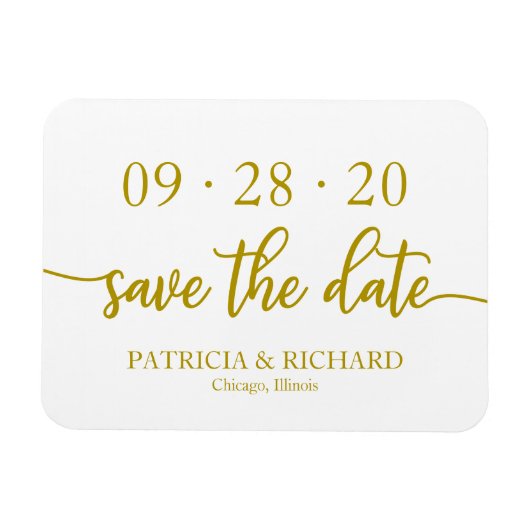 Elegant Gold Calligraphy Wedding Save the Date Magneet (Horizontaal)