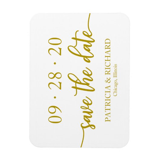 Elegant Gold Calligraphy Wedding Save the Date Magneet (Verticaal)