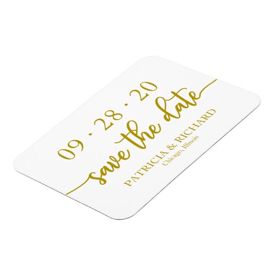 Elegant Gold Calligraphy Wedding Save the Date Magneet (Linkerzijde)