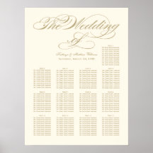 Elegant Gold Calligraphy Wedding Seating Chart