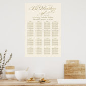 Elegant Gold Calligraphy Wedding Seding Chart Poster (Keuken)