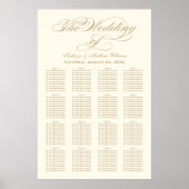 Elegant Gold Calligraphy Wedding Seding Chart Poster (Voorkant)