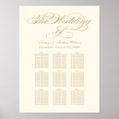 Elegant Gold Calligraphy Wedding Seding Chart Poster (Voorkant)