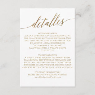 Elegant Gold Calligraphy Wedding Spain Detalles Informatiekaartje