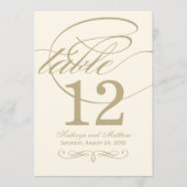 Elegant Gold Calligraphy Wedding Table Number Kaart (Voorkant)