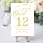 Elegant Gold Calligraphy Wedding Table Number Kaart