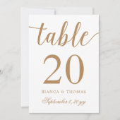 Elegant Gold Calligraphy Wedding Table Number Kaart (Voorkant)