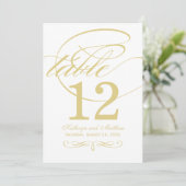 Elegant Gold Calligraphy Wedding Table Number Kaart (Staand voorkant)