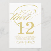 Elegant Gold Calligraphy Wedding Table Number Kaart (Voorkant)