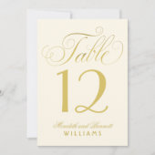 Elegant Gold Calligraphy Wedding Table Number Kaart (Voorkant)