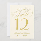 Elegant Gold Calligraphy Wedding Table Number Kaart (Achterkant)