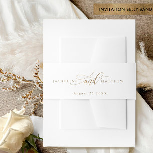 Elegant Gold Calligraphy Wedding Uitnodigingen Wikkel