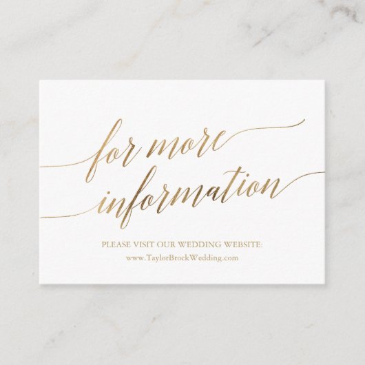 Elegant Gold Calligraphy Wedding Website Informatiekaartje (Voorkant)