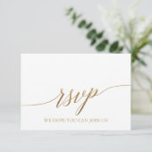 Elegant Gold Calligraphy Wedding Website RSVP Card (Staand voorkant)