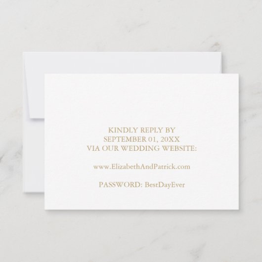Elegant Gold Calligraphy Wedding Website RSVP Card (Achterkant)