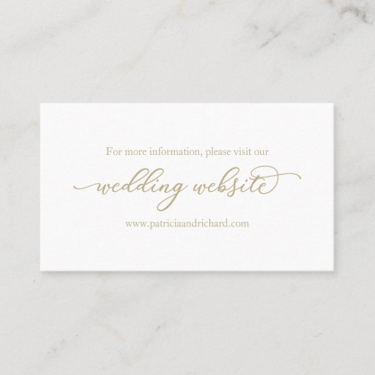 Elegant Gold Calligraphy Wedding Website Visitekaartje (Voorkant)
