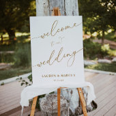 Elegant Gold Calligraphy Wedding Welcome Sign Poster
