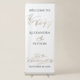 Elegant Gold Calligraphy Wedding Welcome Sign Roll-up Banner