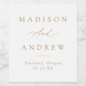 Elegant Gold Calligraphy Wedding Wijn Etiket (Enkel label)