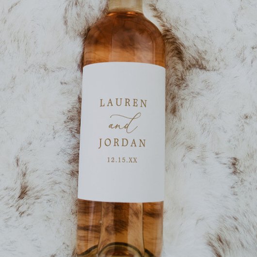 Elegant Gold Calligraphy Wedding Wijn Etiket