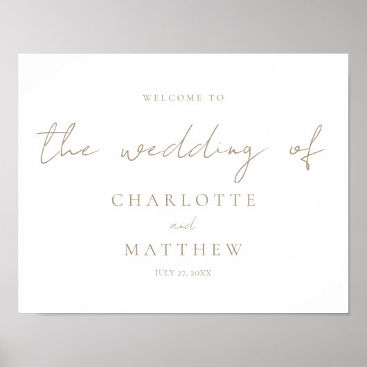 Elegant Gold Calligraphy Welcome Wedding Poster (Voorkant)
