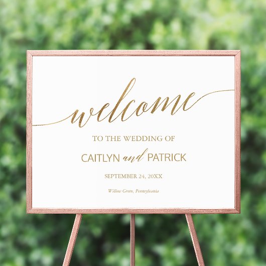 Elegant Gold Calligraphy Welcome Wedding Sign Poster