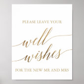 Elegant Gold Calligraphy Well Wishes Sign Poster (Voorkant)