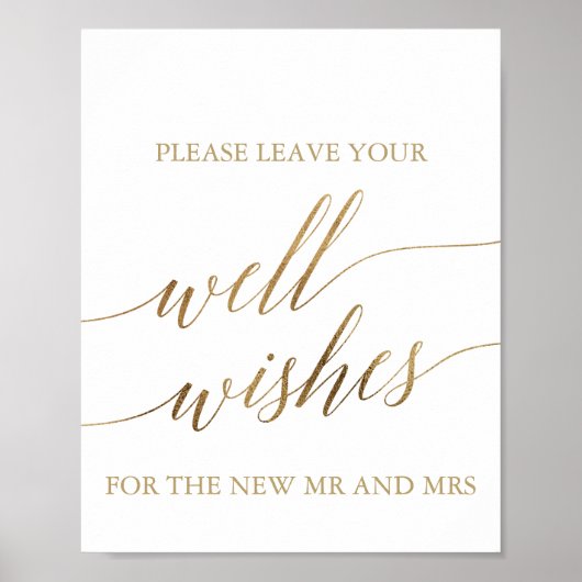 Elegant Gold Calligraphy Well Wishes Sign Poster (Voorkant)