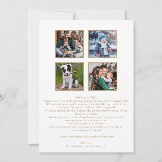 Elegant Gold Calligraphy Year in Review Foto Feestdagenkaart (Achterkant)