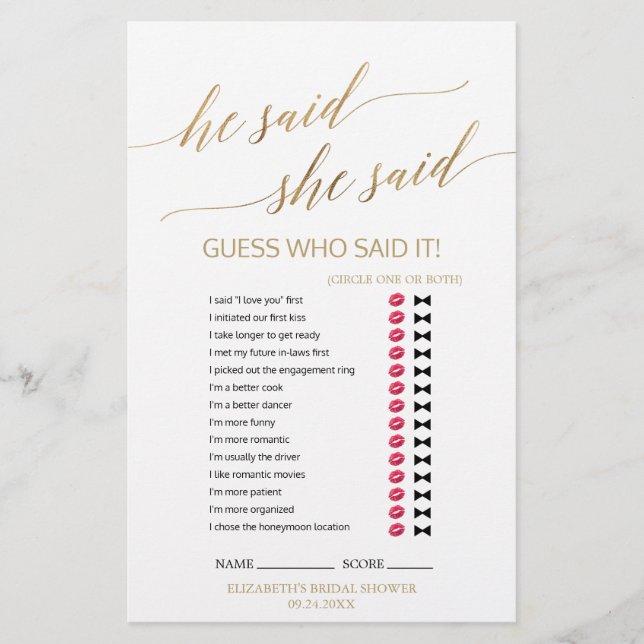 Elegant Gold Calligraphy zei dat ze het spel zei (Voorkant)