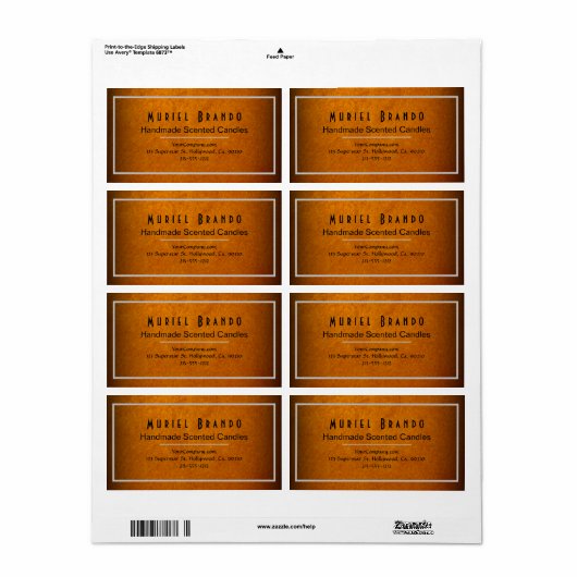 Elegant Gold Candle Company V4 retouradres Etiket (Full Sheet)