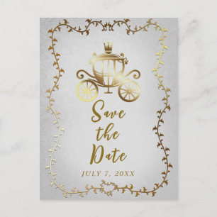 Elegant Gold Carriage Storybook Save the Date Aankondigingskaart