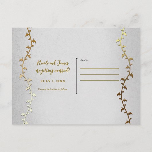 Elegant Gold Carriage Storybook Save the Date Aankondigingskaart (Achterkant)