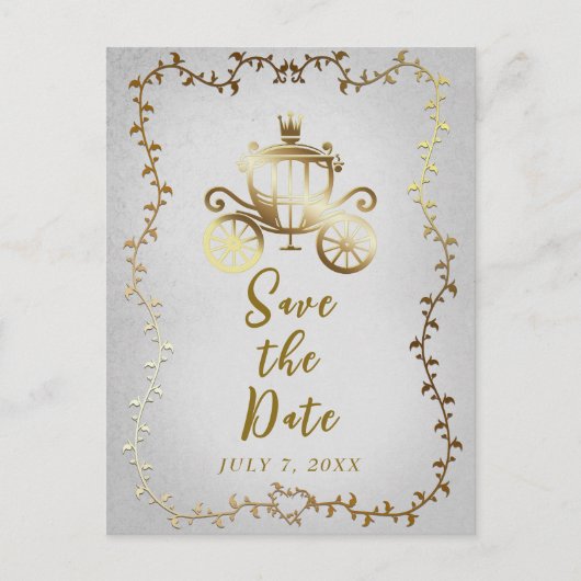 Elegant Gold Carriage Storybook Save the Date Aankondigingskaart (Voorkant)
