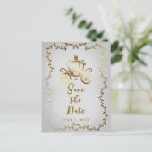 Elegant Gold Carriage Storybook Save the Date Aankondigingskaart (Staand voorkant)