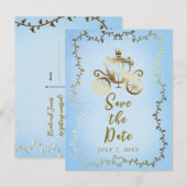 Elegant Gold Carriage Storybook Save the Date Aankondigingskaart (Voorkant / Achterkant)