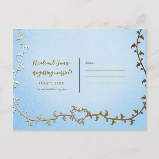 Elegant Gold Carriage Storybook Save the Date Aankondigingskaart (Achterkant)