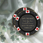 Elegant Gold Casino Vegas Poker Chip Wedding Save The Date<br><div class="desc">Luxe Las Vegas Casino thema trouwkaart. Het beschikt over een uniek ontwerp van de pokerchip versierd met faux goud voor een luxe touch. Het zal een perfecte keuze zijn voor koppels die houden van gokken,  casino's of een evenement met een Vegas-thema. Meer ideeën in mijn Poker Casino Collectie.</div>