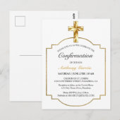 Elegant Gold Catholic Confirmation Invitation Briefkaart (Voorkant / Achterkant)