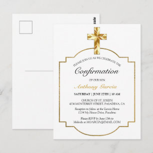 Elegant Gold Catholic Confirmation Invitation Briefkaart