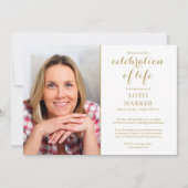 Elegant Gold Celebration of Life Funeral 2 Foto Kaart (Voorkant)