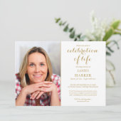 Elegant Gold Celebration of Life Funeral 2 Foto Kaart (Staand voorkant)