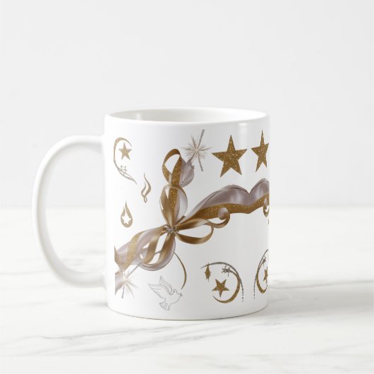 Elegant Gold Celestial Sparkle Christmas Classic Koffiemok (Links)