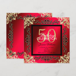 Elegant Gold & Cerise 50e verjaardag voor vrouwen Kaart