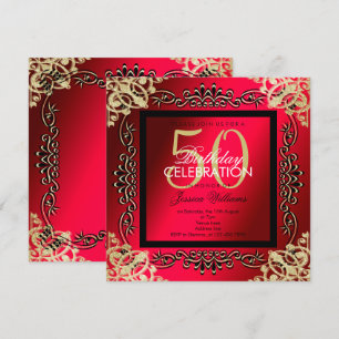 Elegant Gold & Cerise 50e verjaardag voor vrouwen Kaart