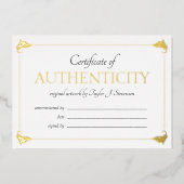 Elegant Gold Certificate (echtheidscertificaat) Folie Uitnodiging (Voorkant)