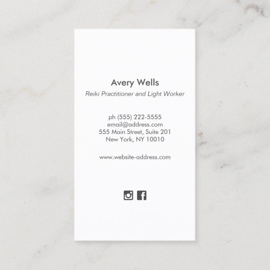 Elegant Gold Chakra Spiritueel Energy Worker Visitekaartje (Achterkant)