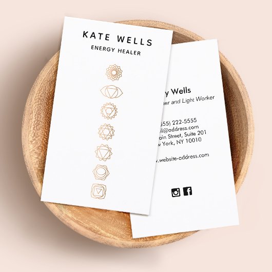 Elegant Gold Chakras Reiki Practitioner Visitekaartje