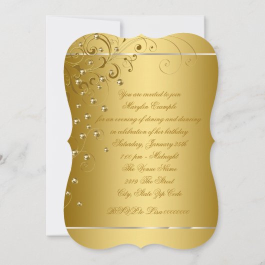 Elegant Gold Champagne Birthday Party Kaart (Achterkant)